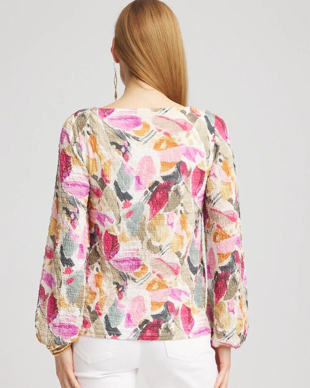Jacquard Smocked Boatneck Top - image 3